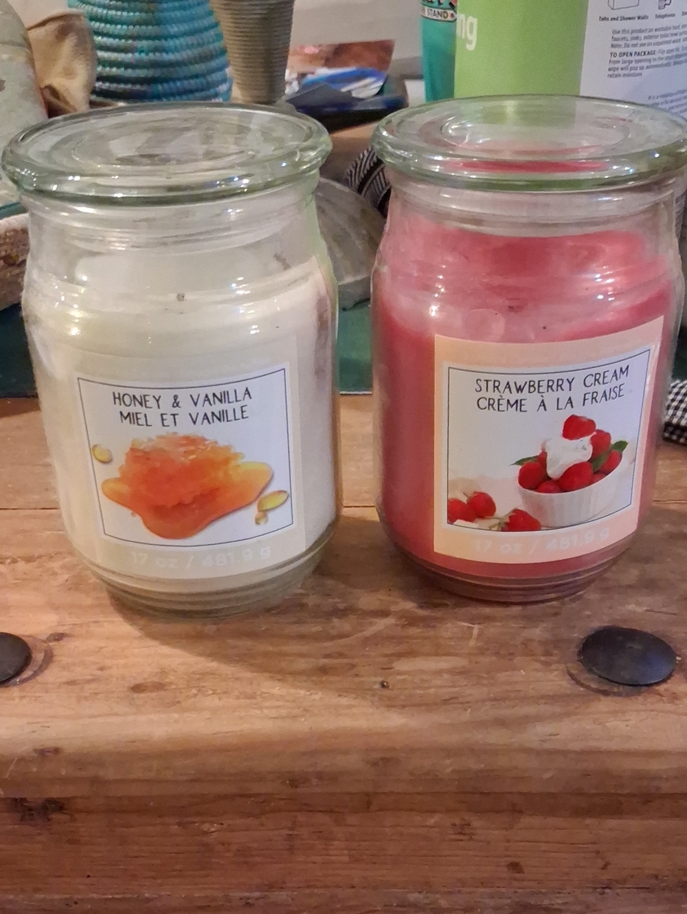 Ashland Honey & Vanilla and Strawberry Cream Jar Candles - White & Pink